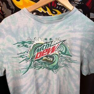 Mountain Dew Baja Blast Tie Dye T-Shirt Mens Large Teal White Graphic Tee 2023
